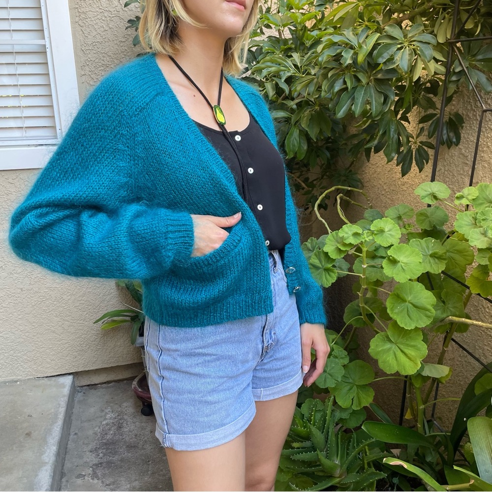 New vintage 90’s Dimensions mohair bland hand knitted cardigan